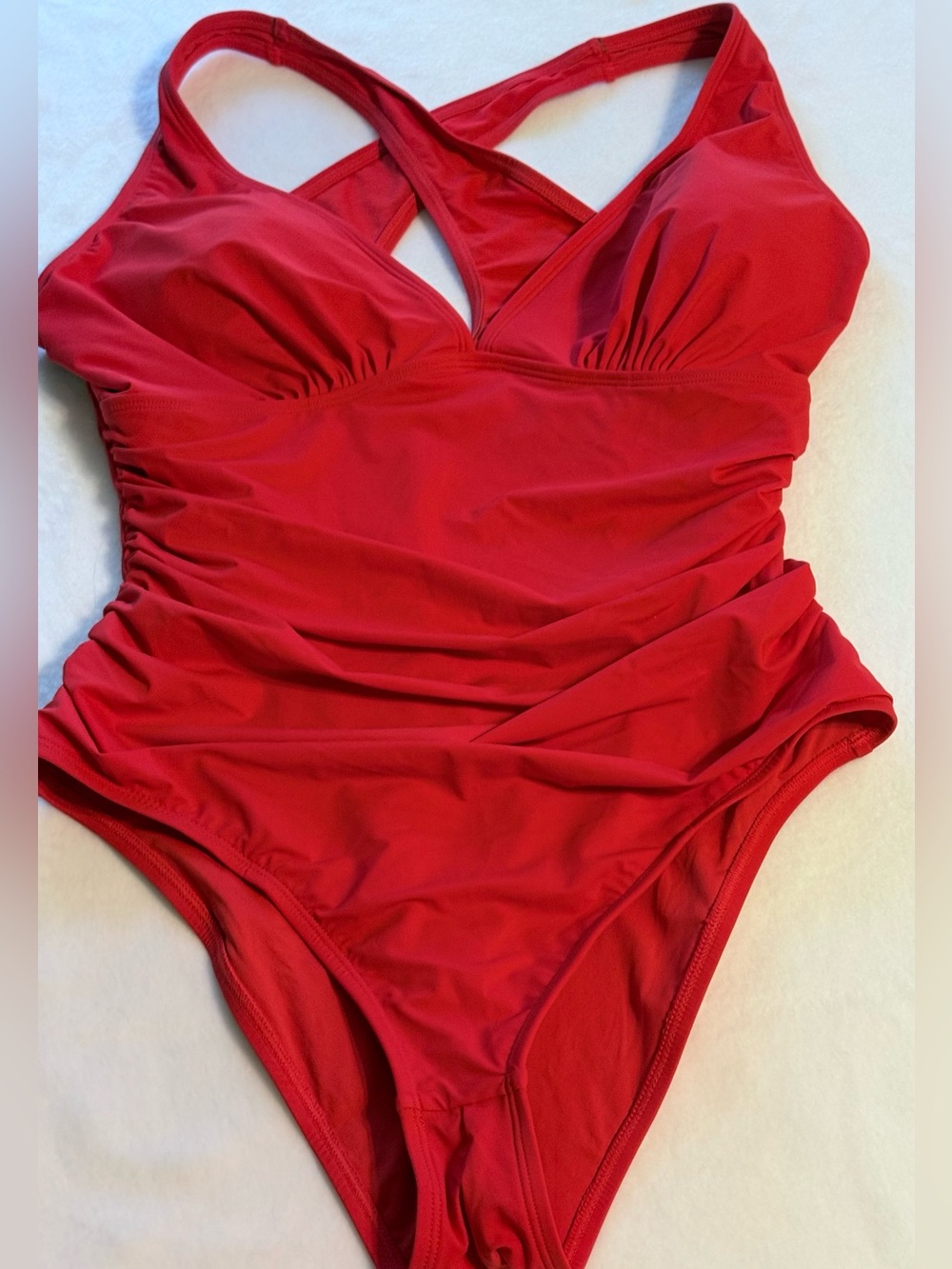 New SHAPELLX Tummy Control Swimsuit. Red. Size Large.